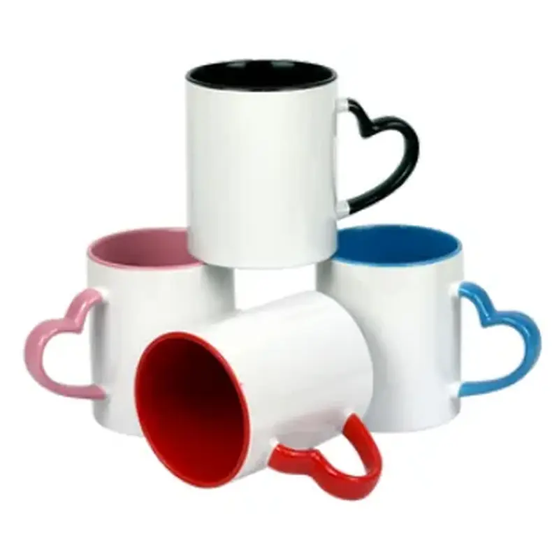 Caneca Alça Coração e Interior Colorida