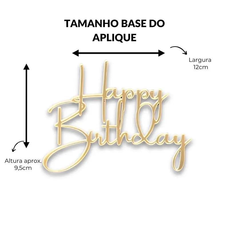 Aplique Happy Birthday Acrílico